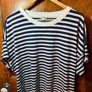 J. Crew Antique Blue/White Stripes Crewneck T-Shirt Plus 2X